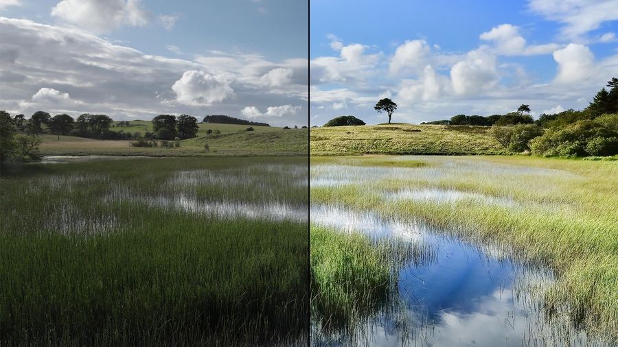 Raw image editing before and after